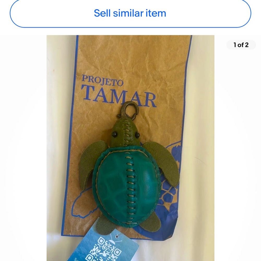 Sea turtle leather clasp/ keychain coin - Picture 2 of 2